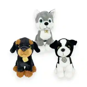 Peluches chiots 20 cm 3 modèles assortis chiens husky rottweiler border collie ultra doux