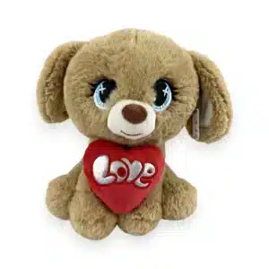 Peluche chien avec cœur Love rouge 25 cm ultra douce