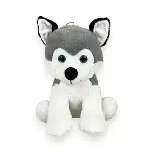 Peluche husky 28 cm ultra douce yeux bleus