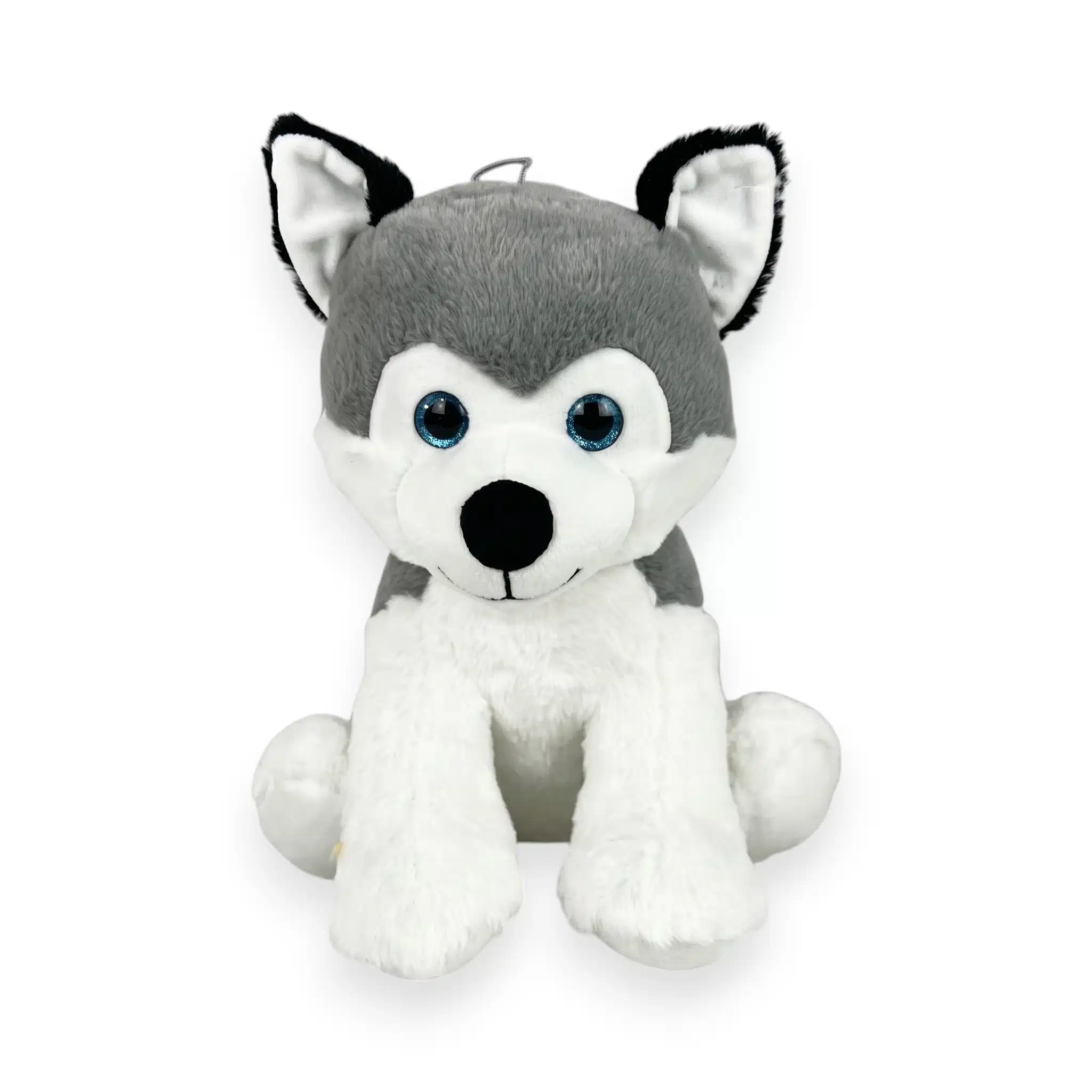 Peluche husky 28 cm ultra douce yeux bleus