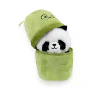 Peluche panda dans son sac 26 cm ultra douce avec pochette zippée