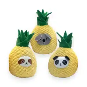 Peluches ananas avec animaux 3 assortis 25 cm ultra douces