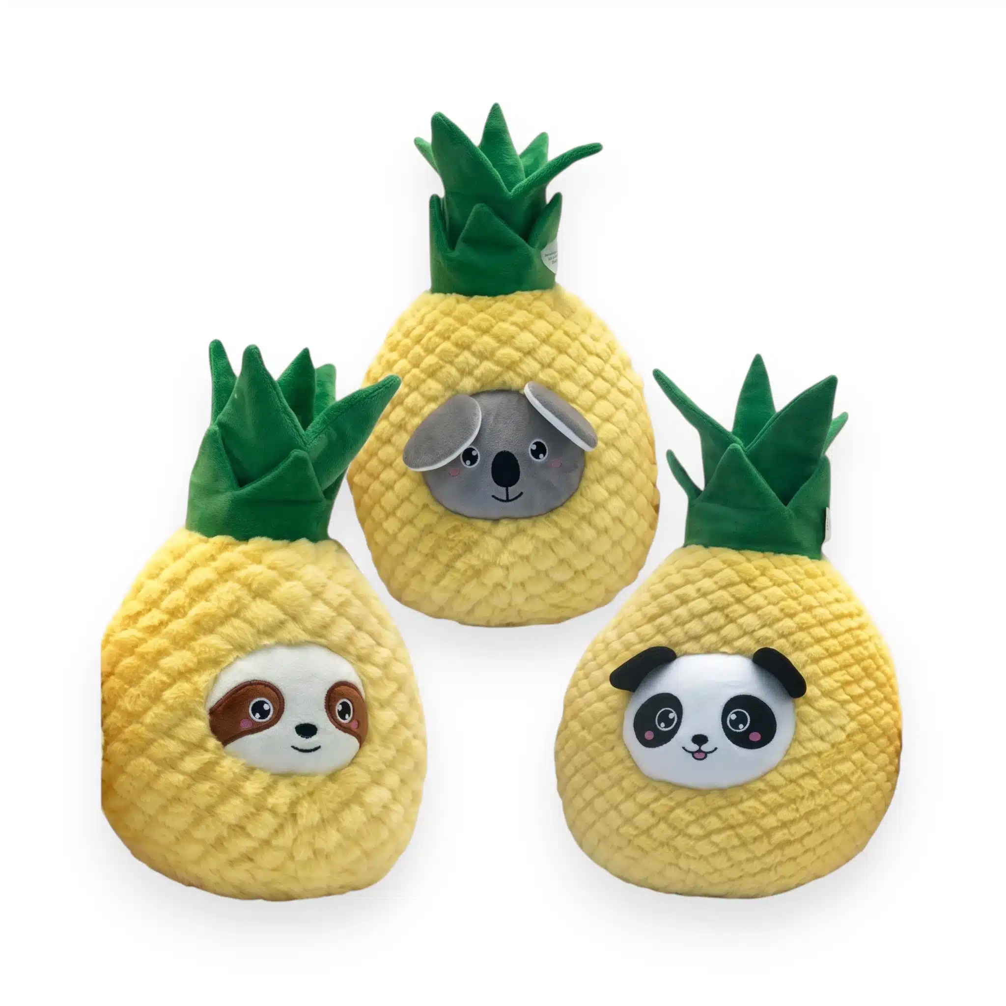 Peluches ananas avec animaux 3 assortis 25 cm ultra douces