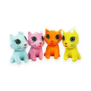 Peluches chat fluo 15 cm 4 couleurs assorties peluches chats colorées ultra douces