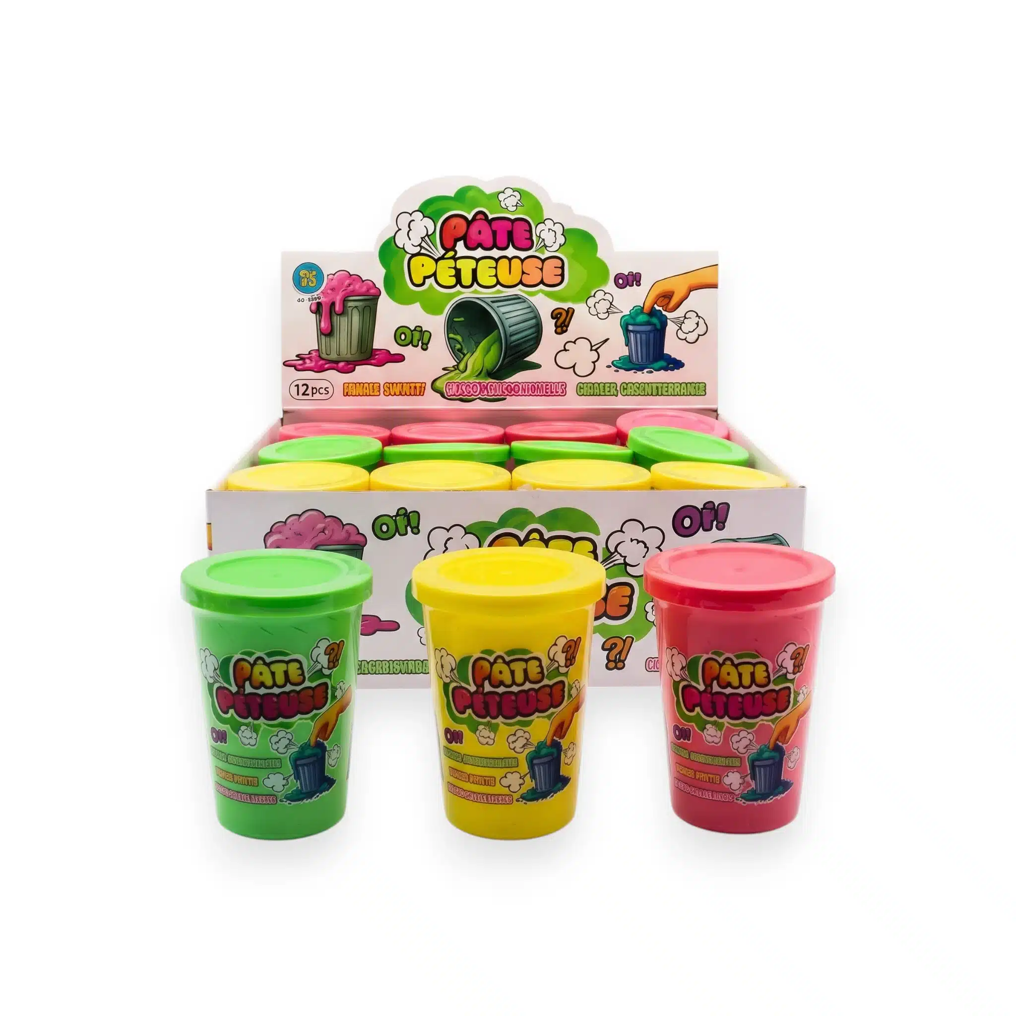 Pâte pèteuse fluo 190 grammes en pot 3 couleurs assorties