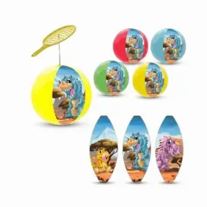 Tape balle dinosaure 22 cm avec balle élastique 4 couleurs assorties