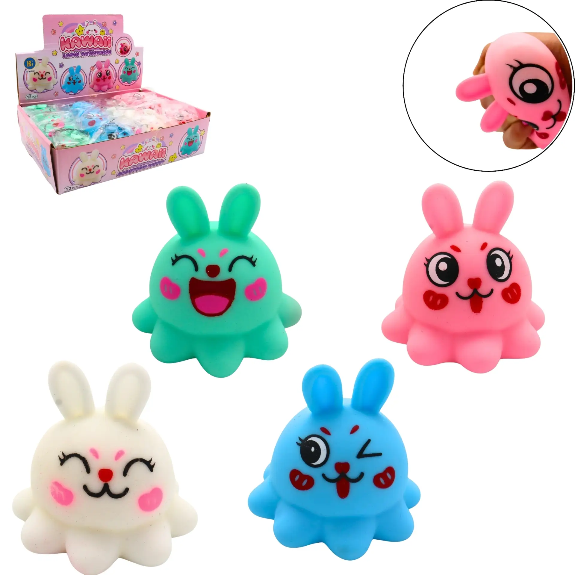 Kawaii lapin antistress 8,5 cm 4 couleurs assorties